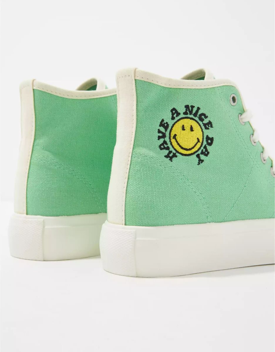 Baskets American Eagle AE Smiley Tela Plateforme High-Top Vert Femme | IHA-05912163